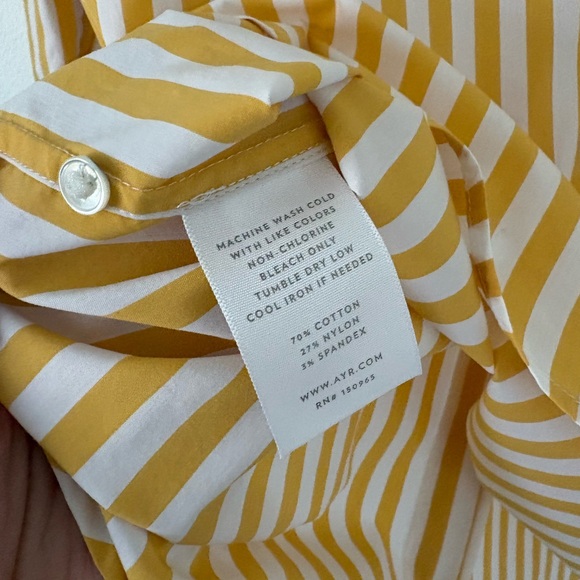 AYR Yellow White The Deep End Oversized Cotton Striped Button Down Shirt Size XS - Picture 12 of 13